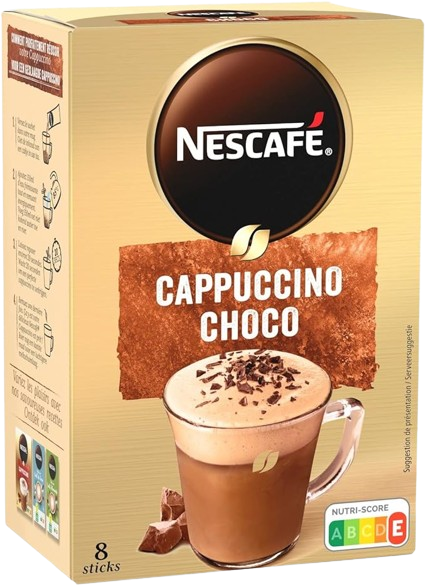 Nescafé Cappuccino Choco - Café Soluble - Boîte de 8 Sticks