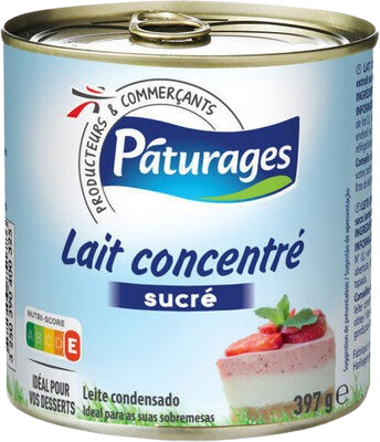 Paturages Lait concentré sucré Boite 397G