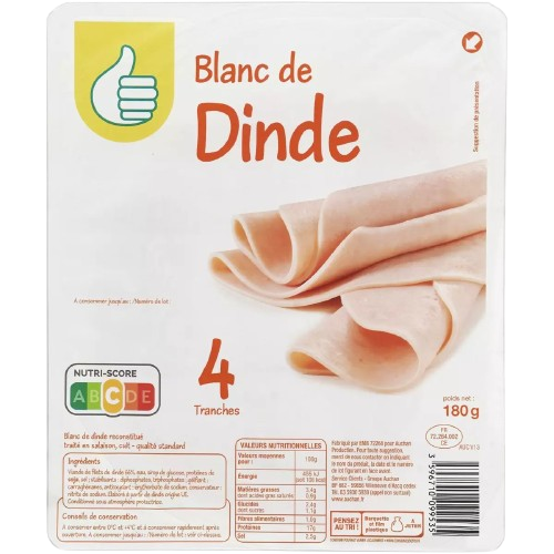 Blanc de Dinde Fumé 4 tranche 180G